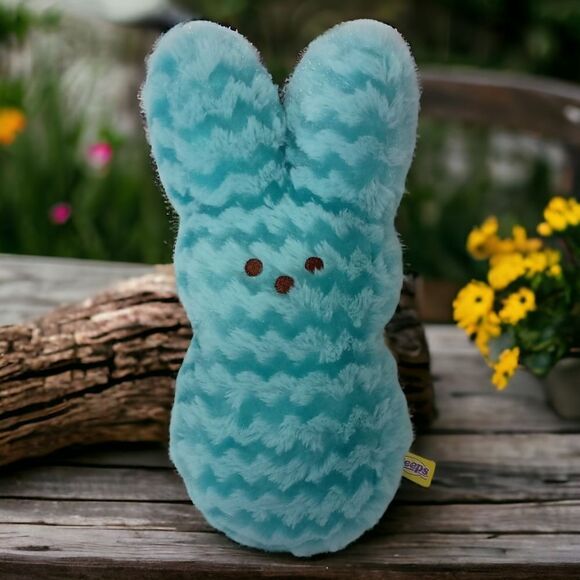 Peeps Bunny Rabbit Plush Blue Aqua Chevron Textured Pattern Stuffed Animal - Picture 13 of 16